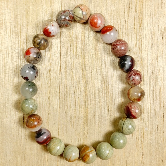 🌈 8mm Jasper Handmade Chakra Stretch Bracelet - Picture 4 of 5